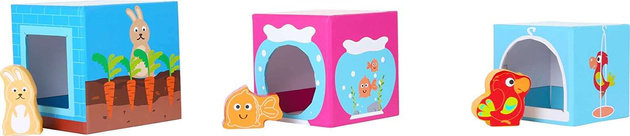 Układanka piramida ze zwierzątkami kolorowe kartonowe klocki