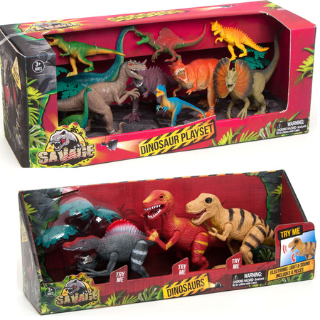 Duży Zestaw Dino Dinozaury Figurki Tyranosaurus Spinosaurus 13 Sztuk Ruchome Dźwięk Świecące Oczy Ryczą+ Akcesoria Boley