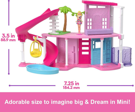 Barbie Zestaw Mini BarbieLand: Mini Domek Marzeń dla lalek + mini lalka i akcesoria