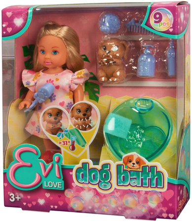 Evi Love Psia kąpiel lalka + piesek + akcesoria