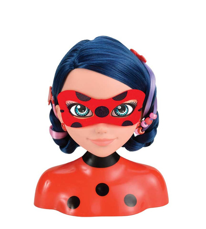 Lalka Głowa do czesania i stylizacji włosów Biedronka Ladybug Miraculous Marinette Deluxe+akcesoria