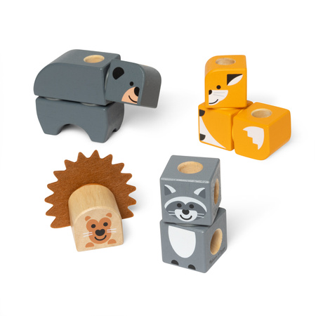 Drewniane Klocki do Budowania Leśni Przyjaciele 16 elementów Woodland Fiends Play Set