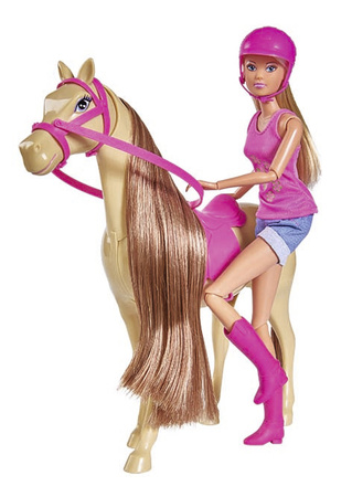 Duży zestaw Lalka Steffi z koniem poruszającym głową Jazda konna + akcesoria
