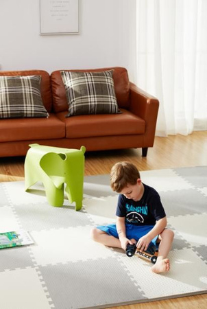 Humbi mata piankowa puzzle piankowe fitness wodoodporne pod basen 36 szt. krzemowo-szary 360 x 360 x 1 cm