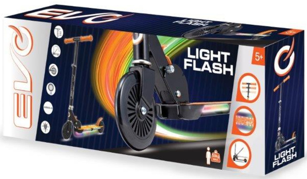 EVO Składana Regulowana Dwukołowa Hulajnoga dla Dzieci Light Flash Pomarańczowy Świecący Podest