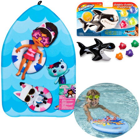 Zestaw zabawek do wody deska do nauki pływania Koci Domek Gabi + Orka i Rybki dla dzieci Swimways