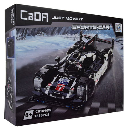 Klocki konstrukcyjne CaDA Zdalnie sterowany duży sportowy samochód wyścigowy 48 cm z napędem Pro Power System Wyścigówka Czarne Auto Pojazd RC 1586 elementów