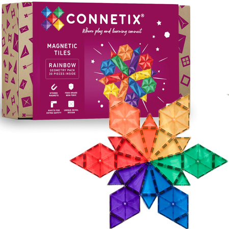 CONNETIX Rainbow Geometry Pack Kreatywne klocki magnetyczne 30 elementów