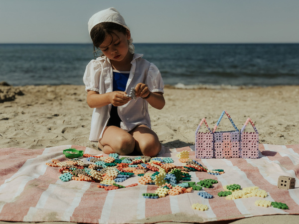 Klocki konstrukcyjne Mini Waffle zestaw w pastelowych kolorach 300 elementów Marioinex