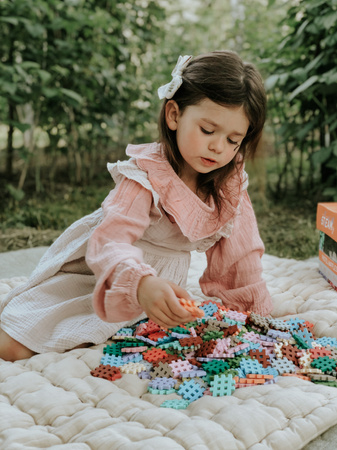 Klocki konstrukcyjne Mini Waffle zestaw w pastelowych kolorach 300 elementów Marioinex