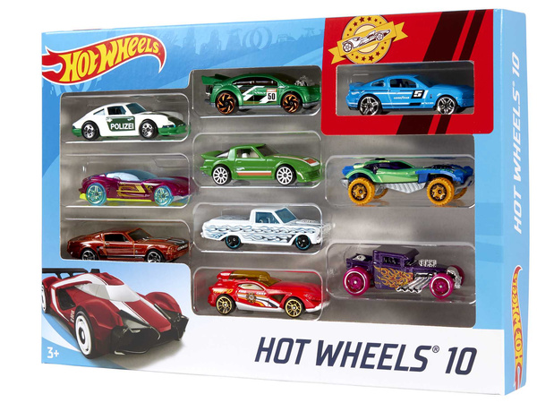 Hot Wheels Zestaw prezentowy 10 samochodów resoraków niespodzianek