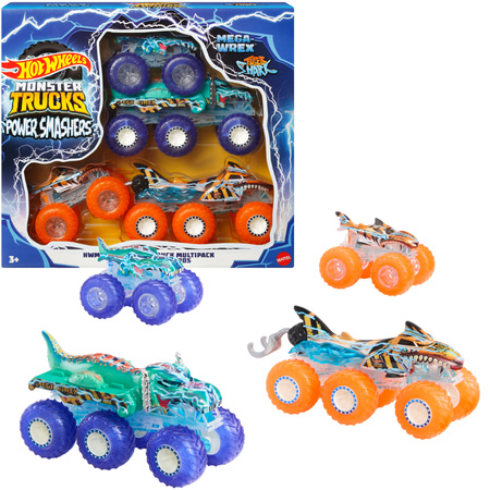 Hot Wheels Monster Trucks zestaw pojazdów w skali 1:64 Power Smashers Tracks Big Rig