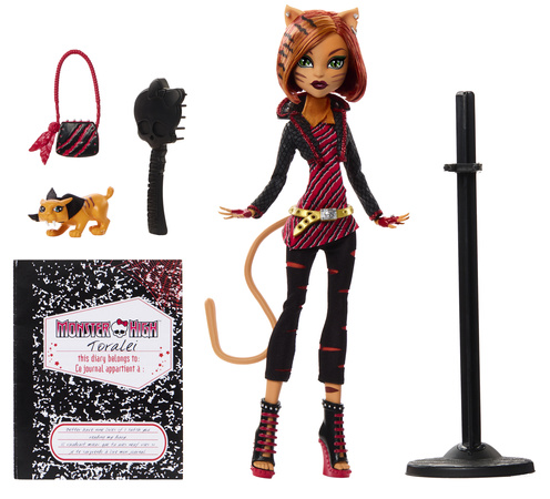 Lalka kolekcjonerska Monster High Toralei Reprodukcja Tygrysek 27 cm + akcesoria ubrania Straszyceum