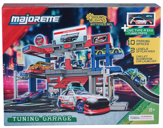 Zestaw Interaktywny Garaż do Tuningu 2-piętrowy + Auto Wyścigowe Honda Civic Światło Dźwięk