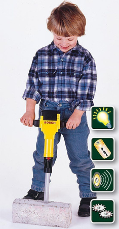 Zabawkowy młot pneumatyczny oraz akcesoria z kaskiem Bosch