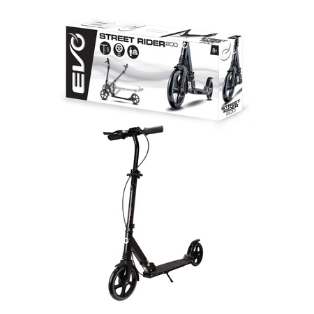 OUTLET Evo Składana Dwukołowa Hulajnoga Miejska Street Rider 200 Czarna 8+ PO ZWROCIE