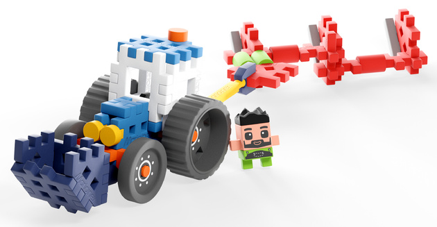 Klocki konstrukcyjne Mini Waffle Farmer Ładowarka czołowa 50 elementów Marioinex