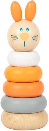 Zestaw 5 sztuk - Drewniana Wieża Królik Piramida z kółek Układanka Montessori Small Foot
