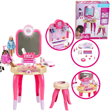 Barbie Duża Toaletka Studio Piękności Z Lampą Do Paznokci Hybryd 96 Cm