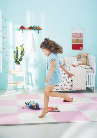 Humbi Puzzle piankowe Mata piankowa 62x62x1 cm 4 szt Kremowo - Różowa