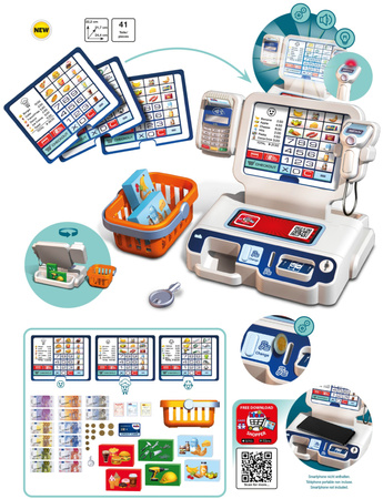 Zabawkowa kasa dla dzieci sklep z akcesoriami zestaw 41 elementów Klein