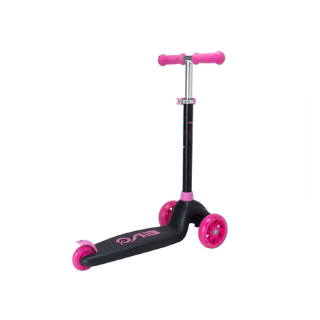 EVO Regulowana Trójkołowa Hulajnoga dla Dzieci Eclipse Różowa Świecące kółka i Podest
