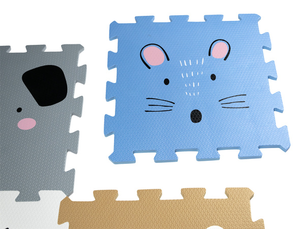 Mata podłogowa edukacyjna 120x120 Grube puzzle piankowe 9 szt. Humbi Zwierzęta