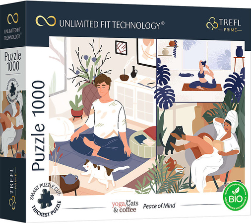 Puzzle 1000 Yoga Cats Coffee Peace of Mind Trefl