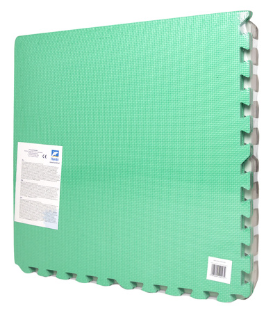 Mata piankowa podłogowa Humbi 180x180 Duże puzzle piankowe wodoodporne bezpieczne 9 szt. miętowy, szary, biały