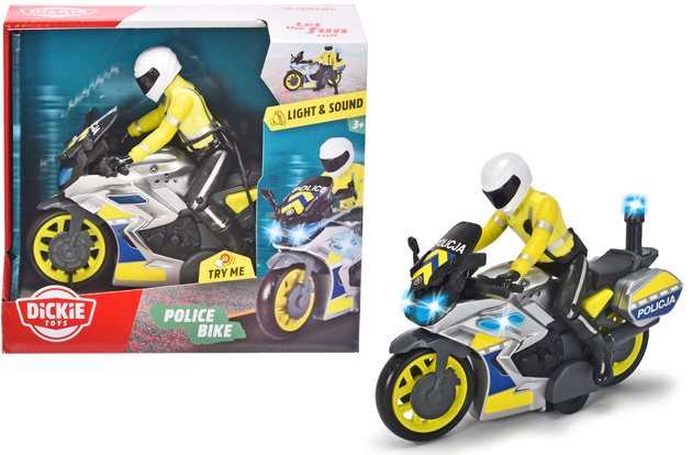 Motocykl policyjny SOS Yamaha z figurką ze światłem i dźwiękiem