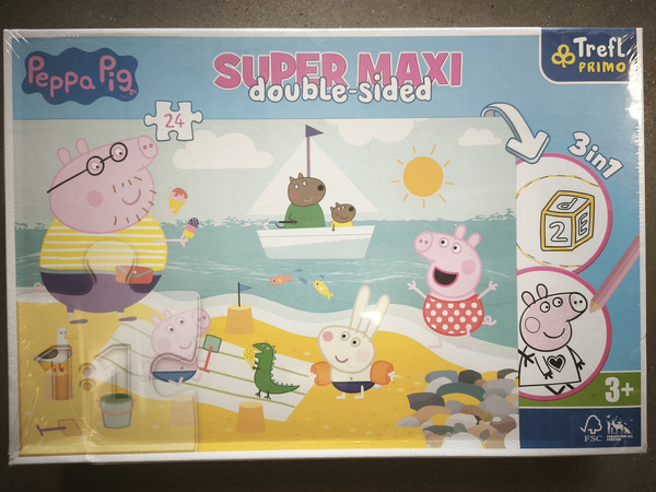 OUTLET Dwustronne Puzzle 24 elementy Super Maxi Radosny Dzień Peppy 3w1 USZKODZONE OPAKOWANIE