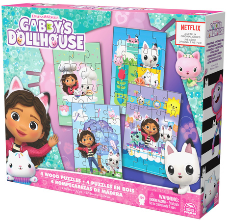 Drewniane puzzle Koci Domek Gabi 4 układanki