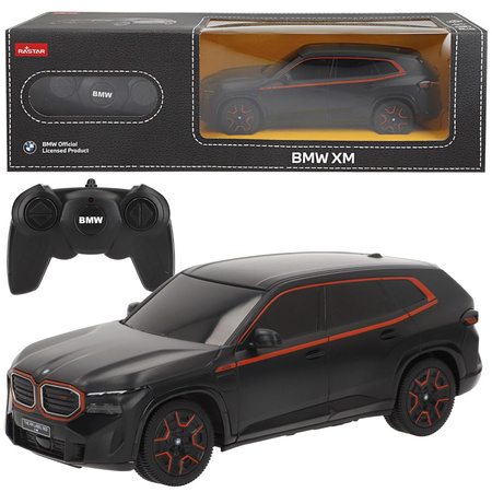 Zdalnie sterowane auto BMW XM RC czarny pojazd sportowy 1:24 Rastar 6+