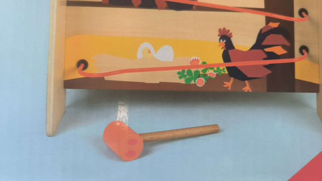 OUTLET Kostka aktywności drewniana farma XXL 62 cm przeplatanka sorter 5w1 duża NIEKOMPLETNA