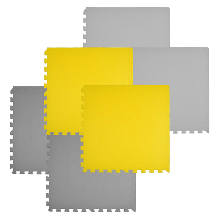 Mata piankowa podłogowa Humbi 180x120 Duże puzzle piankowe wodoodporne bezpieczne 6 szt. żółty, szary, ciemnoszary