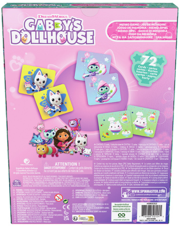 Gabby's Dollhouse Memo Koci Domek Gabi Gra Memory 72 karty postaci
