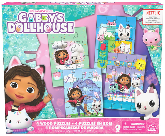 Drewniane puzzle Koci Domek Gabi 4 układanki