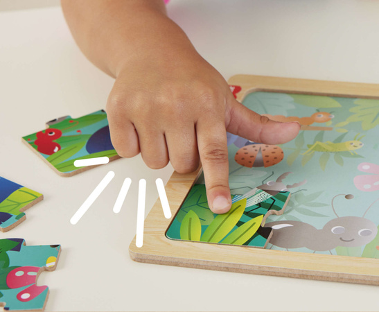 Kolorowa układanka drewniane puzzle Owady w lesie 10 elementów
