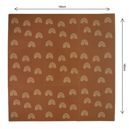 Humbi Duża Mata edukacyjna Grube Puzzle piankowe brązowe XXL 180X180 cm z pianki EVA + KREA Balance Board Deska do balansowania