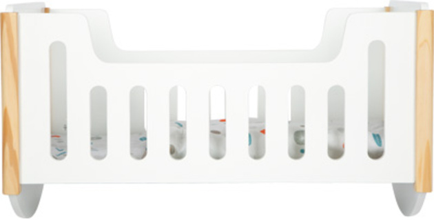 Małe Drewniane Bujane białe Łóżeczko dla Lalek z Poduszką i Kocykiem