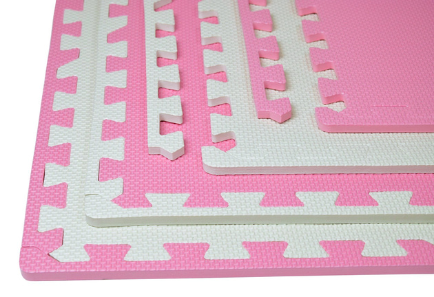 Humbi Puzzle piankowe Mata piankowa 62x62x1 cm 4 szt Kremowo - Różowa