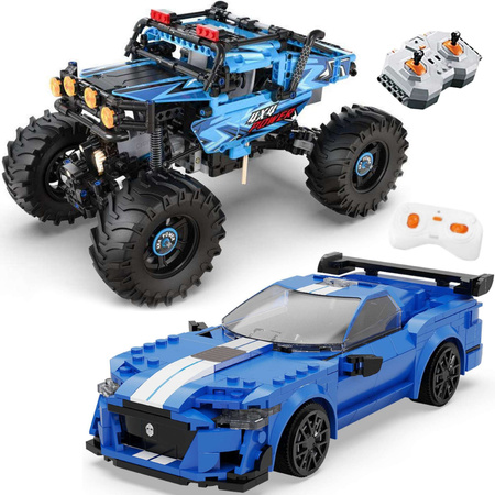 Zestaw CaDA Klocki Zdalnie sterowane Niebieski Monster Truck 699 el. i Pojazd Blue Knight-500 325 el.