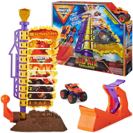 Monster Jam truck El Toro Loco Big Air Challenge rampa, wyrzutnia i pojazd