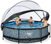 Basen ogrodowy okrągły 300x76 cm z pompą filtrującą i zadaszeniem szary