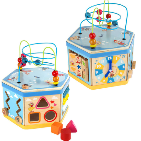 Drewniana kostka sorter labirynt przeplatanka zegar edukacyjna piaskowy dziadek 30 cm  Small foot