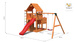 Plac zabaw drewniany ogrodowy Big Leader Move domek, zjeżdżalnia, 2x huśtawka, piaskownica, drabinka, ścianka, akcesoria