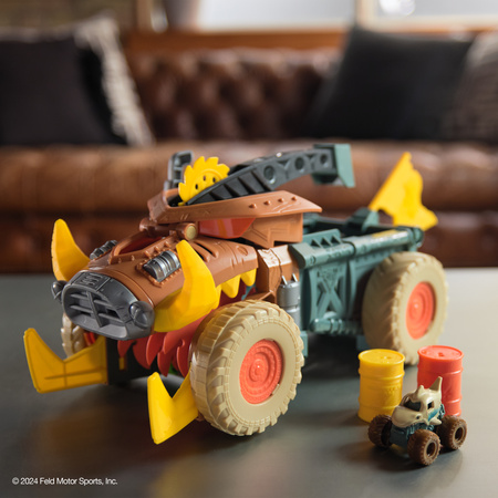 Monster Jam Mini Jams Megalodon Mad Hog Chomper zestaw z dużym i małym autkiem 1:87