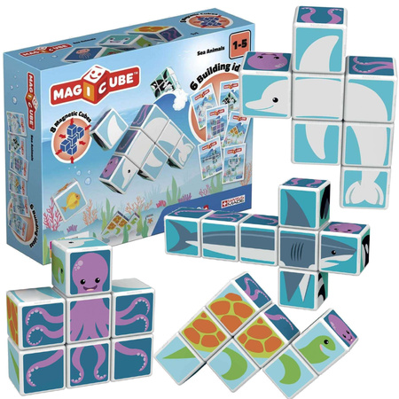 Geomag Magicube klocki zwierzęta morskie 6 elementów