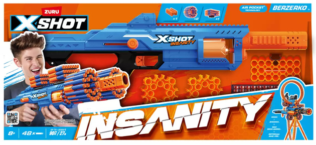 Zuru X Shot Insanity Berzerko wyrzutnia z magazynkiem + 48 piankowych strzałek