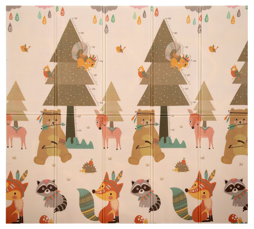 Dwustronna Składana Mata Edukacyjna z pianki XPE Podłogowa Bezpieczna 180x200 wieś las Humbi